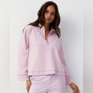 Scotch and Soda Amsterdam Lavender Half Quarter Zip Sweatshirt Size XL In Bloom